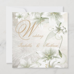 Elegante Hochzeiten Weiße Blume Beige Gold Floral Einladung