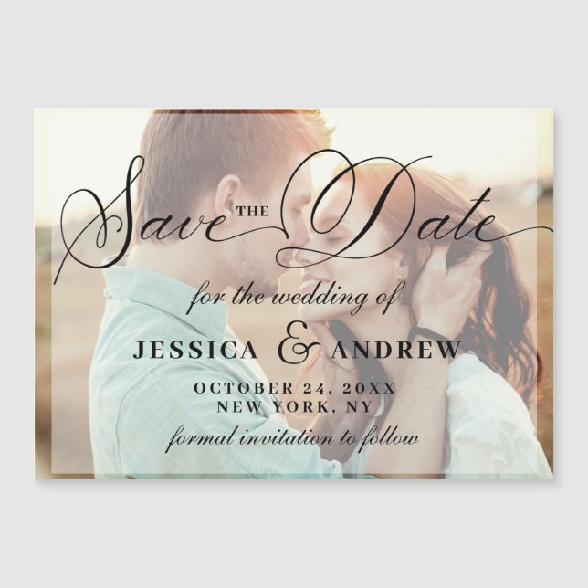 Elegante Hochzeitkarte mit Save the Date Magnetkar Magnetkarte (Vorderseite)