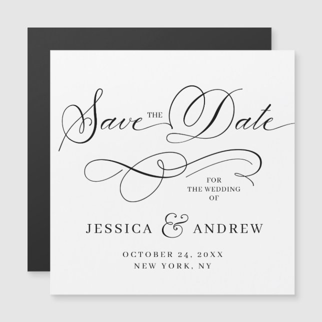 Elegante Hochzeitkarte Save the Date Magnetkarte (Vorne/Hinten)