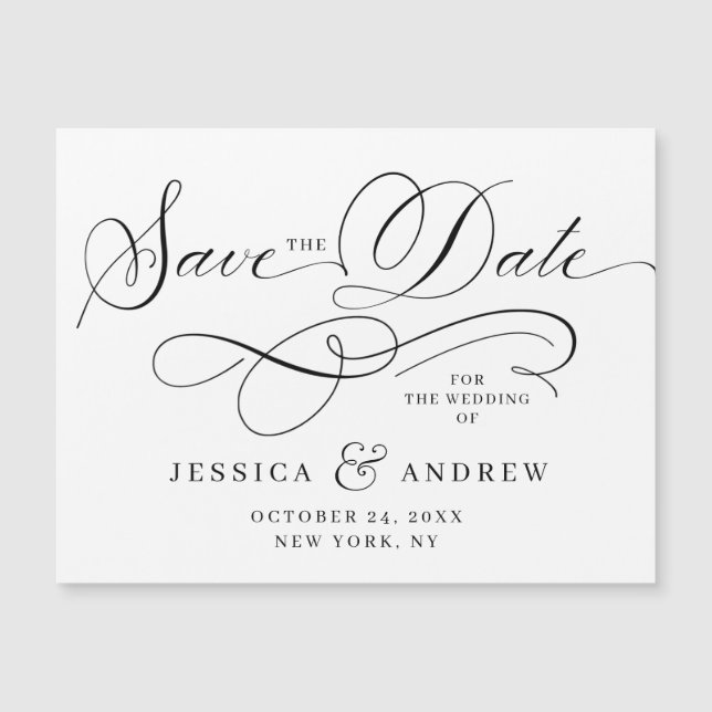 Elegante Hochzeitkarte Save the Date Magnetkarte (Vorderseite)
