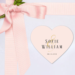 Elegante Hochzeitnamen Datum Blush Peah Sticker