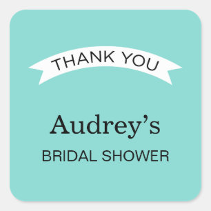 Elegante Hochzeits-Aqua-Blau-Brautparty-Dankeschön Quadratischer Aufkleber