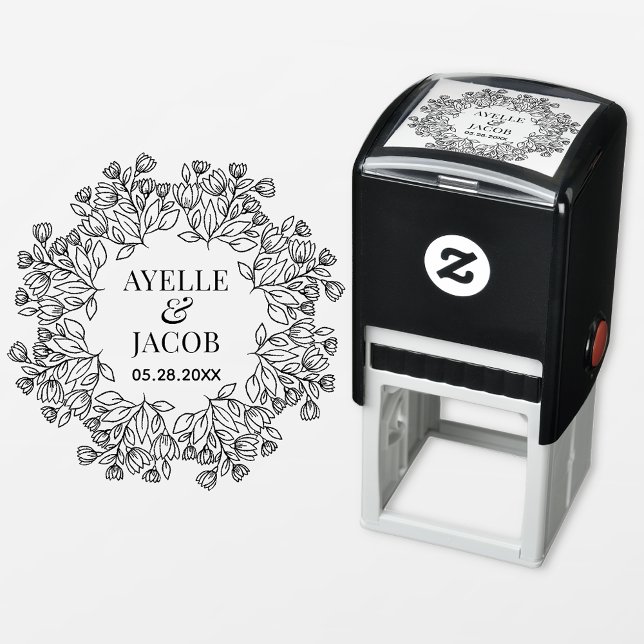 Elegante Hochzeits-Briefmarke aus Monogramm-Flachr Permastempel (Von Creator hochgeladen)