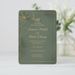 Elegante Hochzeits-Einladungskarte mit floralem Mu