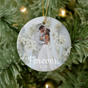 Elegante Hochzeits-Erinnerungsfoto Keramik Ornament