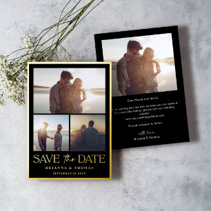 Elegante Hochzeits-Foto-Save-the-Date-Karte in Sch Folieneinladung