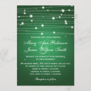 Elegante Hochzeits-funkelnde Linien Smaragdgrün Einladung