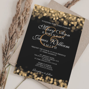 Elegante Hochzeits-Glamour Goldlichter Einladung