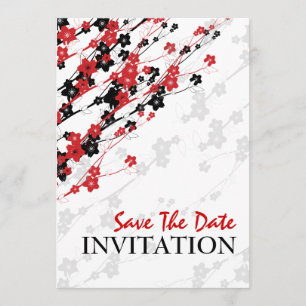 Elegante Hochzeits-japanische Blumen rot Save The Date