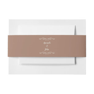 Elegante Hochzeits-Kalligrafie Klassisch Mocha Bra Einladungsbanderole