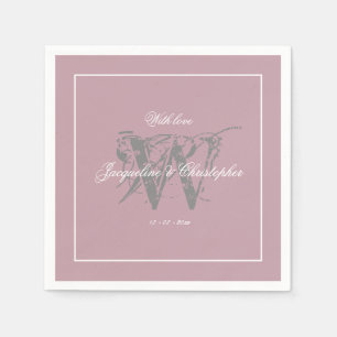 Elegante Hochzeits-Monogramm Chic Dusty Pink Papie Serviette