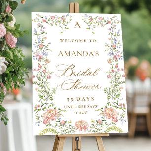 Elegante Hochzeits-Party im Pastellrosa mit Blumen Poster