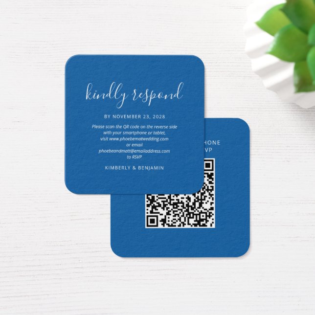 Elegante Hochzeits-QR-Code-RSVP-Karte (Schreibtisch)