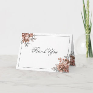Elegante Hochzeits-Roségold-Rustikale Blumen Dankeskarte
