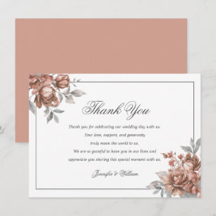 Elegante Hochzeits-Roségold-Rustikale Blumen Dankeskarte