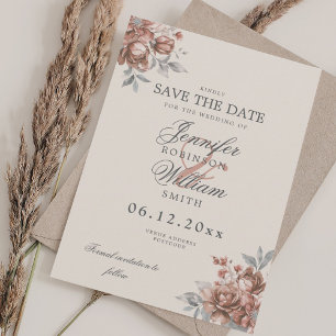Elegante Hochzeits-Roségold-Rustikale-Floral-Speic Save The Date