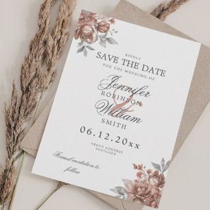 Elegante Hochzeits-Roségold-Rustikale-Floral-Speic Save The Date