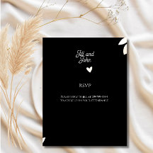 Elegante Hochzeits-RSVP-Karte mit floralem Schwarz
