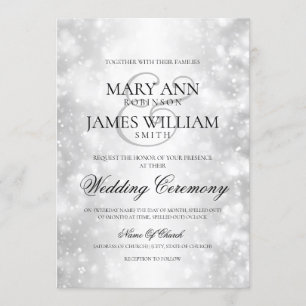 Elegante Hochzeits-Silber-Schimmer-Lichter Einladung