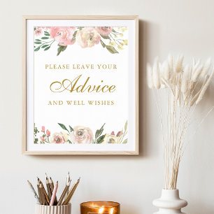Elegante Hochzeits-Tipps in Rosa und Gold Blumen Poster