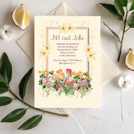Elegante Hochzeits-Wildblumen-Blumenborder Einladung