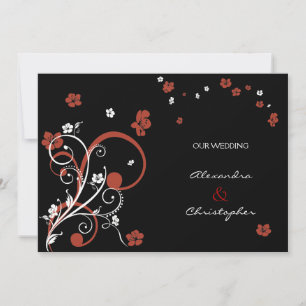 Elegante Hochzeitsankündigung mit Schwüngen und Bl Einladung
