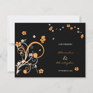 Elegante Hochzeitsankündigung mit Swirls und Blume Einladung