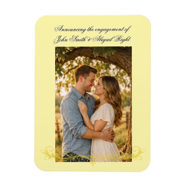 Elegante Hochzeitsanzeige Magnet (Vertikal)