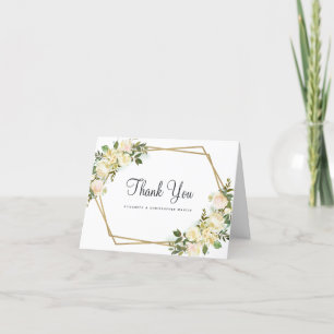 Elegante Hochzeitschick Gold Frame Rose Dankeskarte