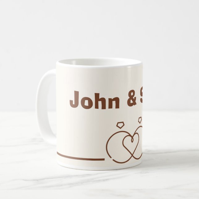 Elegante Hochzeitscoffee Tasse - Einzigartiges Des (Vorderseite Links)