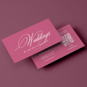 Elegante Hochzeitsdesignerin Pink Monogramm Visitenkarte