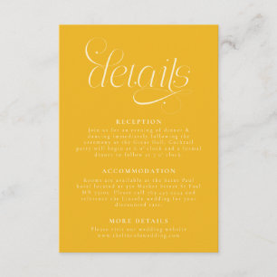 Elegante Hochzeitsdetails Gelb Begleitkarte