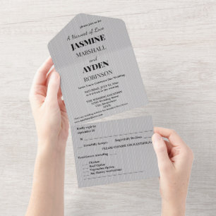 Elegante Hochzeitseinladung   Abreiß-RSVP Luxe All In One Einladung