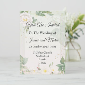 Elegante Hochzeitseinladung, Aquarell grün Einladung