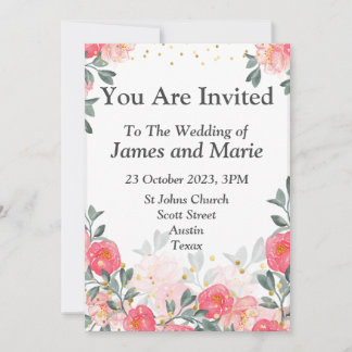 Elegante Hochzeitseinladung, Aquarellfarben-Blume Einladung