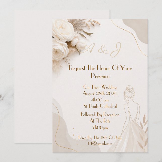 Elegante Hochzeitseinladung Einladung (Vorne/Hinten)