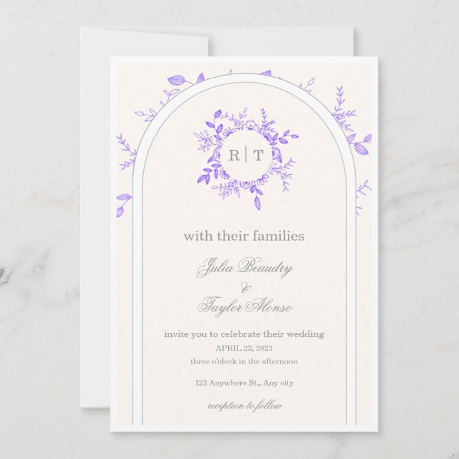Elegante Hochzeitseinladung  Einladung (Vorderseite)