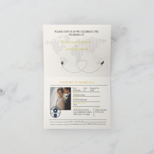 elegante Hochzeitseinladung im Reisepass-Design Einladung
