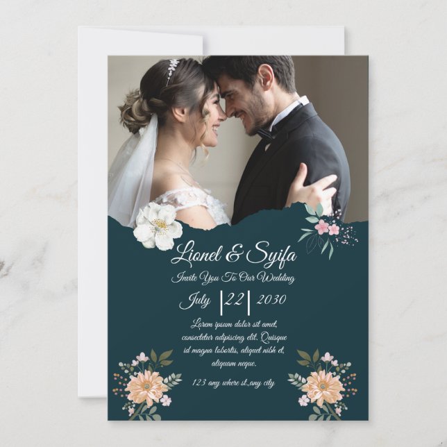 Elegante Hochzeitseinladung – Klassisch & Romantis Einladung (Vorderseite)