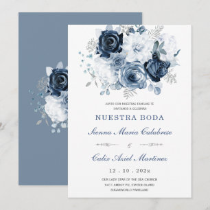 Elegante Hochzeitseinladung Mit Blauen Rosen Einladung