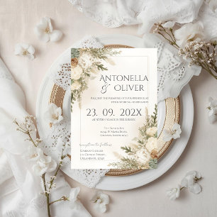 Elegante Hochzeitseinladung mit Blumenmotiv Einladung
