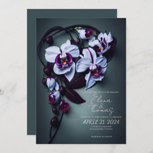 Elegante Hochzeitseinladung mit Dark Lila Orchid Einladung