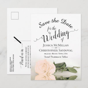 Elegante Hochzeitseinladung mit Pfirsichfarbener R Ankündigungspostkarte