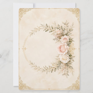 Elegante Hochzeitseinladung mit rosa Blumen und Go