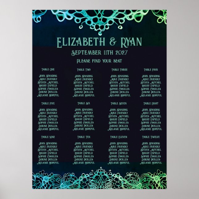 Elegante Hochzeitseinladung Poster (Vorne)