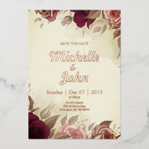 Elegante Hochzeitseinladung rote Rose Blume