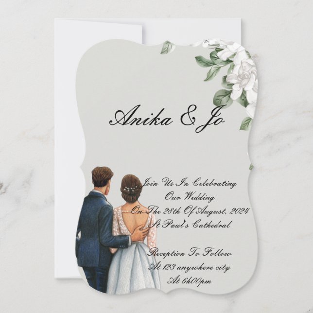Elegante Hochzeitseinladung Save The Date (Vorderseite)