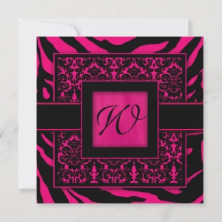 Elegante Hochzeitseinladung Zebra Damask Rosa Einladung