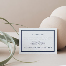 Elegante Hochzeitsempfehlung für Marine und White Begleitkarte