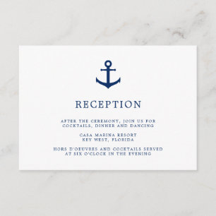 Elegante Hochzeitsempfehlung für Nautical Anchor Begleitkarte